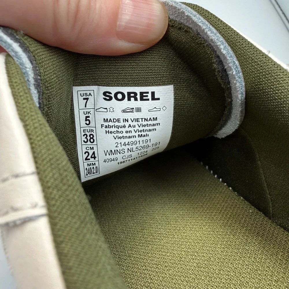 Sorel Ona Ave T-Toe Low Lace Chunky Platform Sneakers Olive Green Skater Size 7